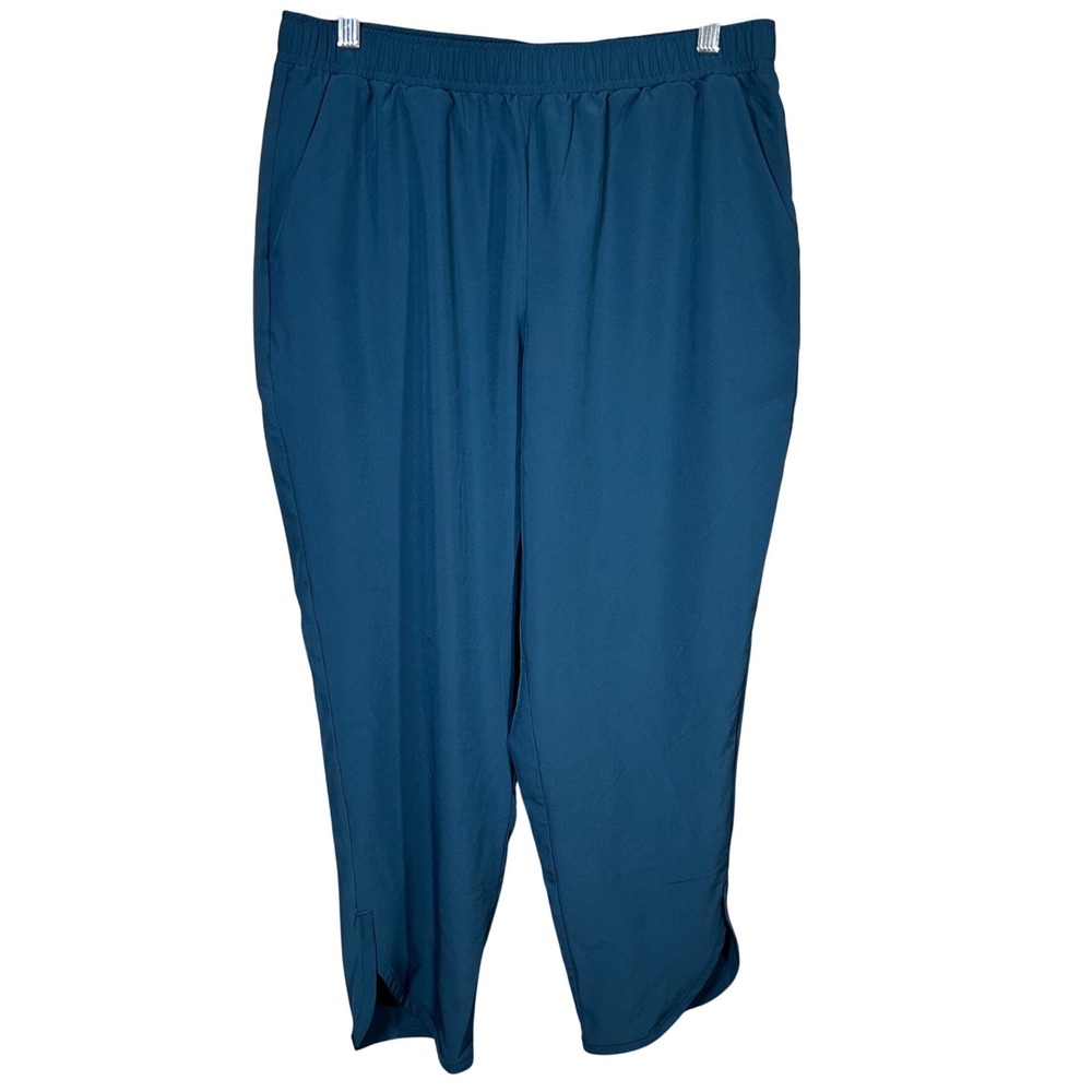 RBX Teal Blue Athletic Activewear Pants Women's L Elastic Waist Slit‎ Leg